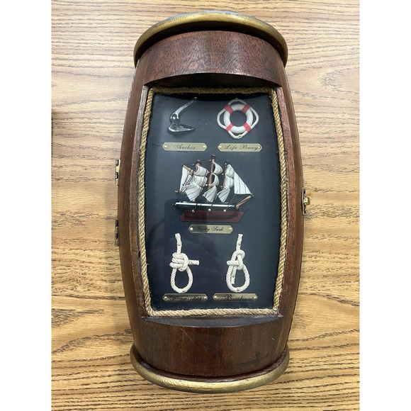 Nautical Theme Barrel Key Box Cabinet - Picture 1 of 9